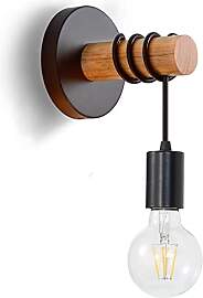 HTRUIYATY Industrial Holz Wandleuchte Innen E27