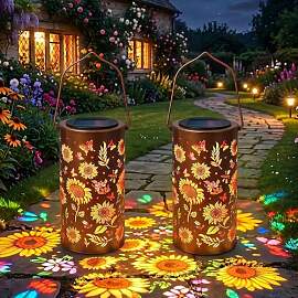 HuaMuDM Colorful Sunflower Glow Solar Garden