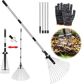HuaMuDM Laubbesen,Gartenrechen,mit 215cm