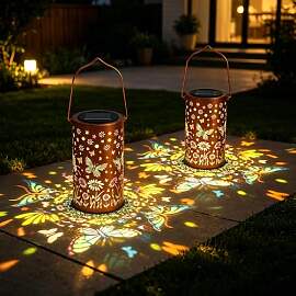 HuaMuDM LED Metall Schmetterling Solarlaterne für 