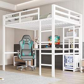 Huayz Hochbett Metall 140x200 cm,Schreibtisch mit