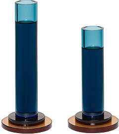 Hubsch Kerzenhalter aus blauem Kristall, 2er-Set - 