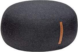 Hubsch Pouf aus Stoff dunkelgrau, rund, uni, fest, 