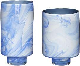 Hubsch Set mit 2 Glasvasen blau, rund,