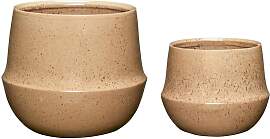 Hubsch Set mit 2 Übertöpfen aus Keramik beige,