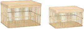 Hubsch Set von 2 Bambus-Körben beige, mit Deckel, 