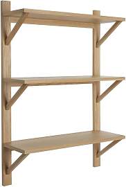 Hubsch Wandregal aus Eichenholz beige, 3 Ablagen,