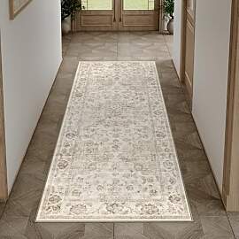 HUGEAR Vintage Beige Waschbarer Läufer Teppich