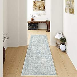 HUGEAR Vintage Blau Waschbarer Teppich 60x180cm