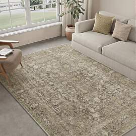 HUGEAR Vintage Braun Waschbarer Teppich Wohnzimmer 