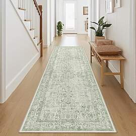 HUGEAR Vintage Grün Waschbarer Teppich 60x240cm