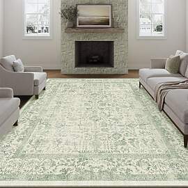 HUGEAR Vintage Grün Waschbarer Teppich Wohnzimmer 