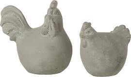 Huhn Figuren aus Zement grau 2er Set small