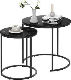 Huhote Couchtisch Rund, Satztisch 2er Set,