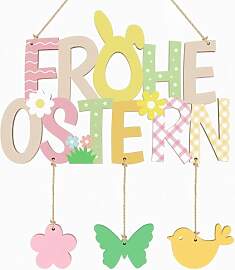 HUKUMA Holz Türschild Frohe Ostern, Ostern Deko
