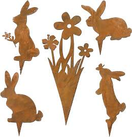 HUYUE Gartenstecker Rost Ostern Hase Deko