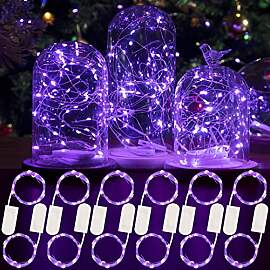 HXWEIYE 12 Stück Lila LED Lichterkette Batterie,