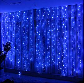 HXWEIYE 300LED Blau Lichtervorhang, 3mx3m