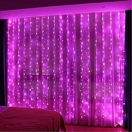 HXWEIYE 300LED Rosa Lichtervorhang, 3mx3m