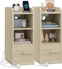 Hzuaneri Nachttisch 2er Set, Schmal, Beistelltisch 