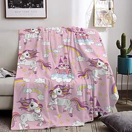 HZVRTN Einhorn Decke Kuscheldecke Flanell Kinder