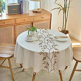 IBEQUEM Baumwoll-Leinen-Tischdecke,