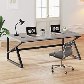 IBF Schreibtisch Grau aus Holz und Metall, extra