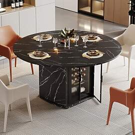 IBF Schwarz Runder Esstisch Mit Kühlschrank Platz 