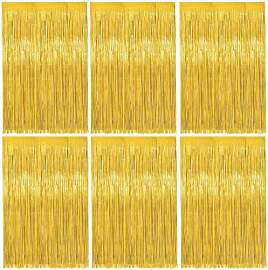 IBOPUXIU 6 Stück Goldenes Lametta Vorhang, 1m x