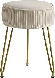 IBUYKE Samt Runde Fußstütze Hocker Ottoman,