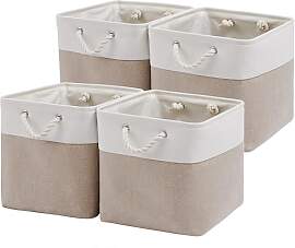 ICEMOR Cube Aufbewahrungsboxen (Weiß & Beige, 