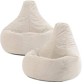 Icon Dalton Sitzsack Cord, Beige, 2er-Pack, Gaming 