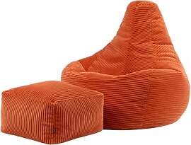 Icon Dalton Sitzsack mit Hocker Cord, Orange,