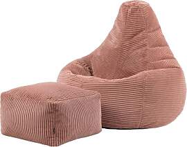 Icon Dalton Sitzsack mit Hocker Cord, Rosa, Gaming 