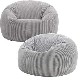Icon Kingston Sitzsack Cord, Grau, 2er Pack,