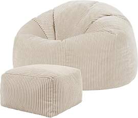 Icon Kingston Sitzsack mit Hocker Cord, Beige,