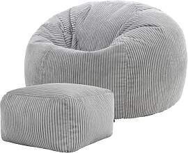 Icon Kingston Sitzsack mit Hocker Cord, Grau,