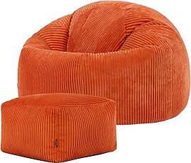 Icon Kingston Sitzsack mit Hocker Cord, Orange,
