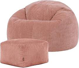 Icon Kingston Sitzsack mit Hocker Cord, Rosa,