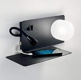 Ideal Lux Book-1 Wandlampe mit USB Schwarz