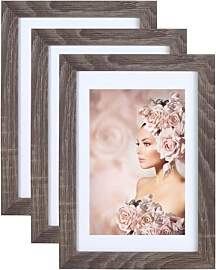 IDEAL TREND 3er Pack Holz Bilderrahmen Foto Plexi