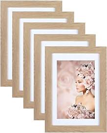 IDEAL TREND 5er Pack Holz Bilderrahmen Foto Plexi
