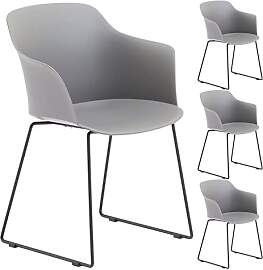 IDIMEX Gartenstuhl FORO im 4er Set, Grau - Outdoor 