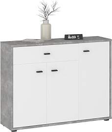 IDIMEX Kommode Vika Betonoptik/weiß - schmale