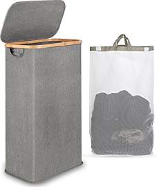 iEGrow Wäschekorb mit Deckel 65L, Wäschekorb