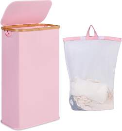 iEGrow Wäschekorb mit Deckel 75L, Wäschekorb