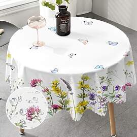 iEvery Runde Tischdecke mit Blumenmuster, 150 cm,