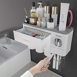 iHave Zahnbürstenhalter Wand mit Zahnpastaspender 
