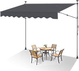 Ikodm Klemmmarkise 300cm Breit mit Handkurbel,