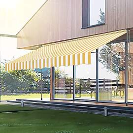 Ikodm Klemmmarkise mit Handkurbel 400cm Gelb Weiß 